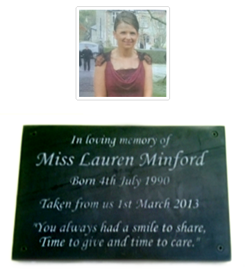 Miss Minford memorial Plaque